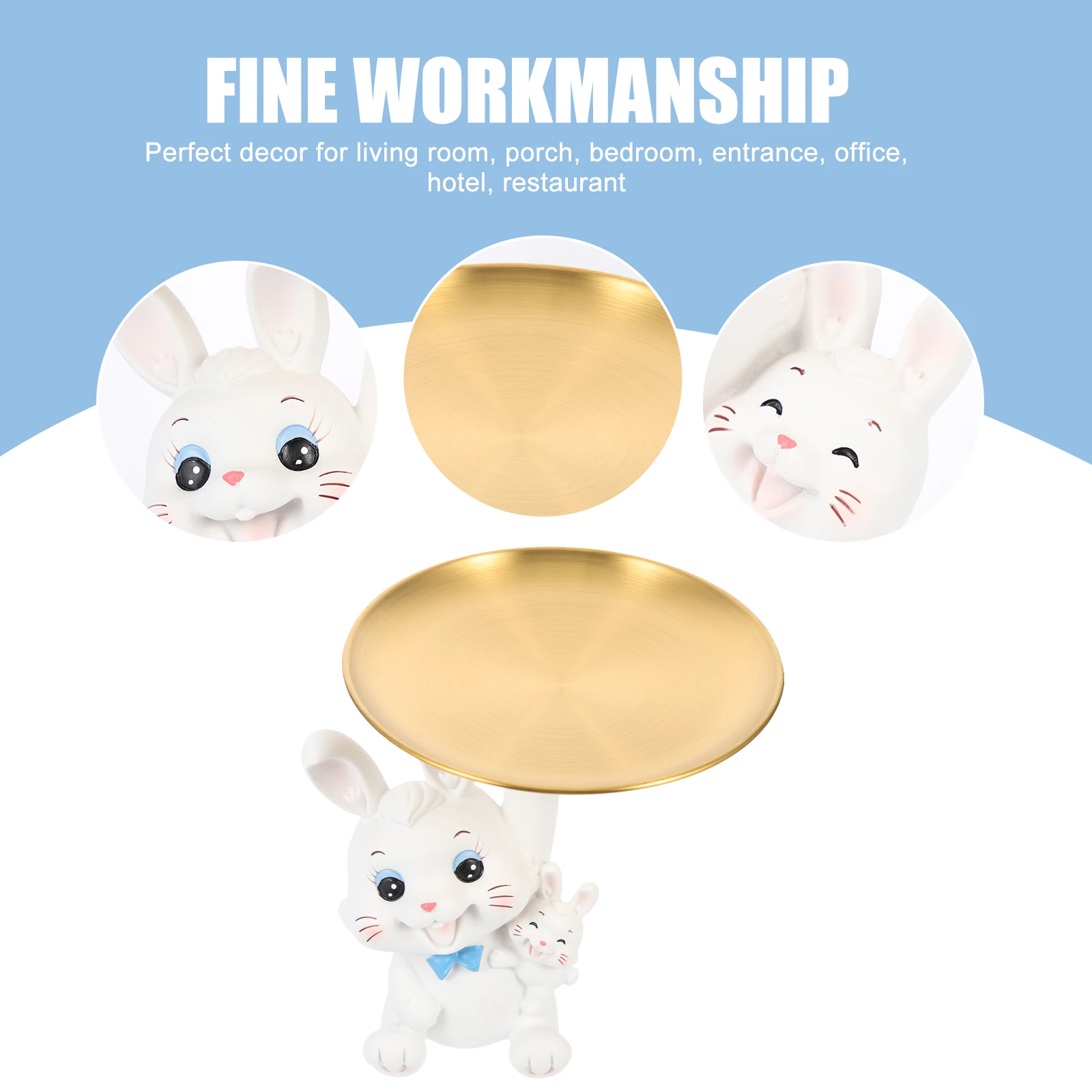 

Rabbit Resin Tray Bunny Candy Holder Jewelry Storage Desktop Ornament Unique Home Decor Key Snack Tray Bunny Decor