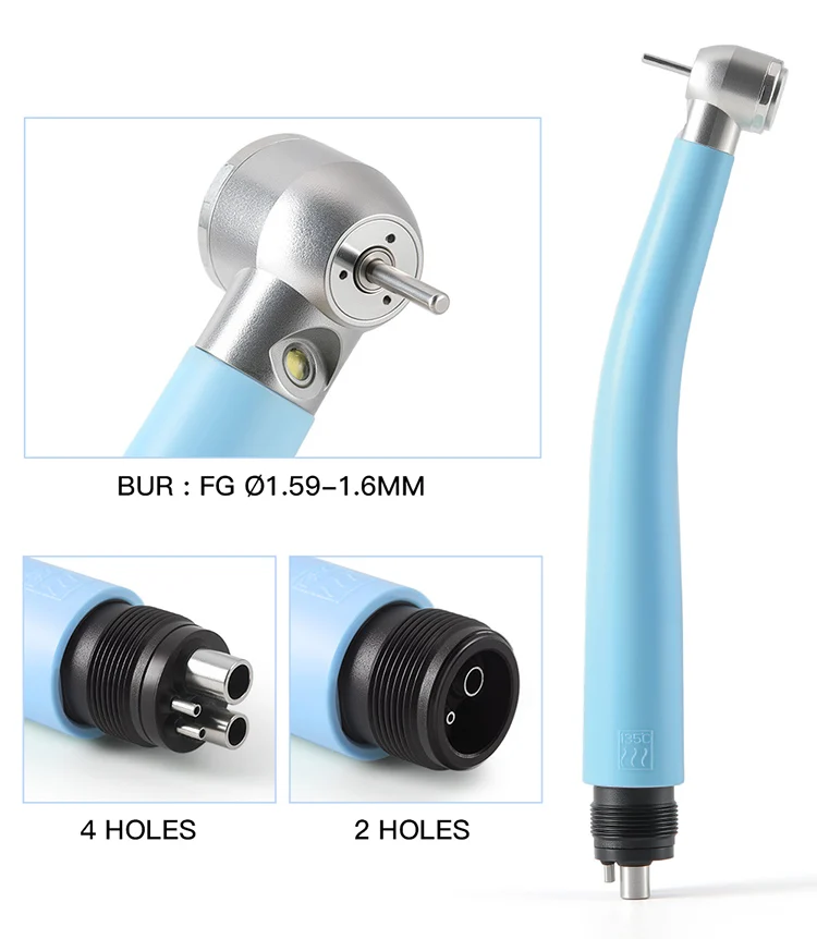 AZDENT 2/4 Löcher Dental High Speed Handstück LED Integrieren E-generator Push Button Rotor Patrone Keramik Lager 3 wasser Spray – Detail 4