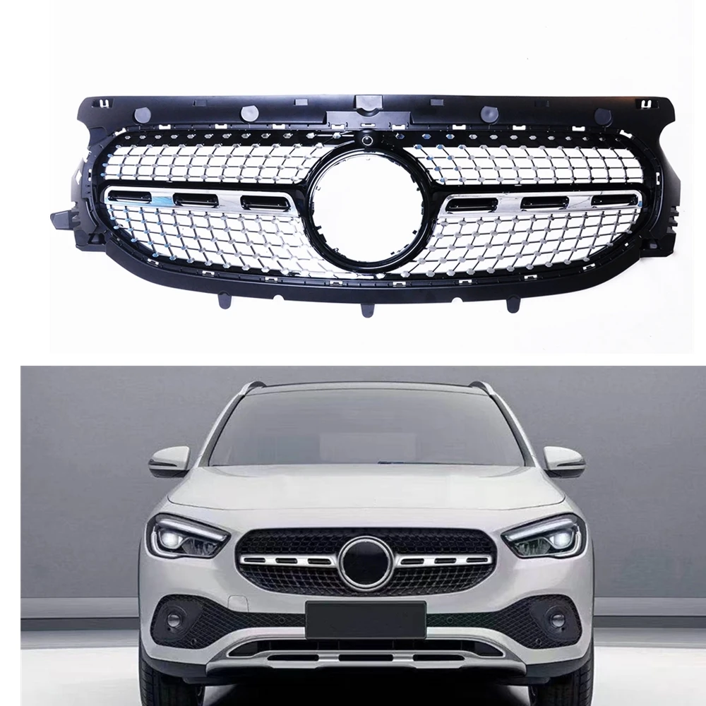 Front Grille Grill For Mercedes Benz GLA-Class 2020-2023 H247 GLA220 220d GLA250 GLA45 GLA35 Black Upper Bumper Hood Mesh Grid