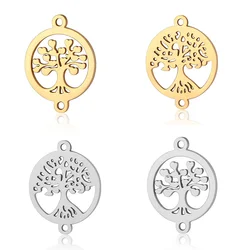 10pcs/lot 316L Stainless Steel Heart Tree of Life DIY Connector Charm Wholesale Jewelry Finding Supplies Pendants for Necklaces