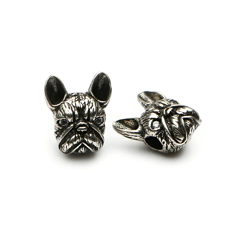 Noter 2pcs/pack Vintage French Bulldog Beads For Jewelry Making Finding 3 Colors Metal Beads Pug Accessories Sieraden Maken
