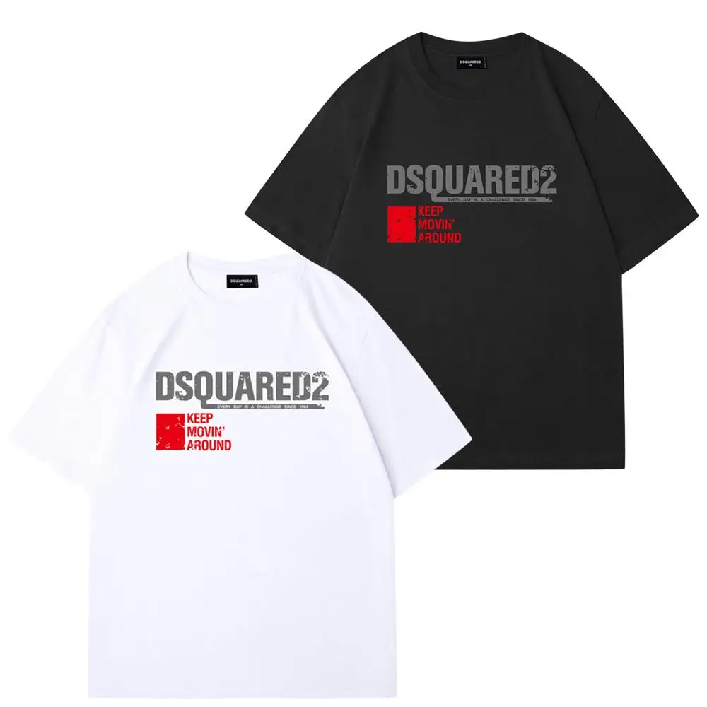 

Мужская модная хлопковая трикотажная футболка D2 с квадратным логотипом Flat Weave ort Sve round Ne Modern Sle Urban Wear