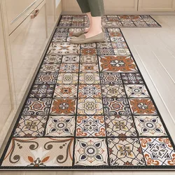 VIKAMA 1/2PCS American Vintage Kitchen Diatomium Mud Mat Absorbent Non-Slip Bathroom Mat Light Luxury Home Decoration Carpet