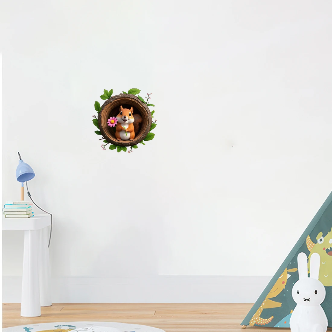 Three Ratels CG107 Squirrels in tree hole funny animals wall Stickers for home decoration IPAD decals