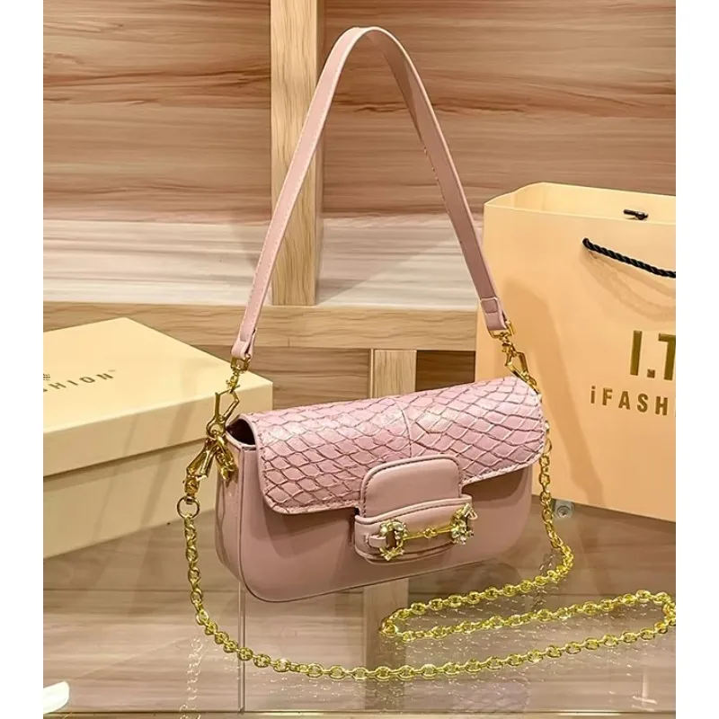 Small Capacity Armpit Bag, Color Blocked New Chain Phone Bag, Women's Crossbody Small Square Bag