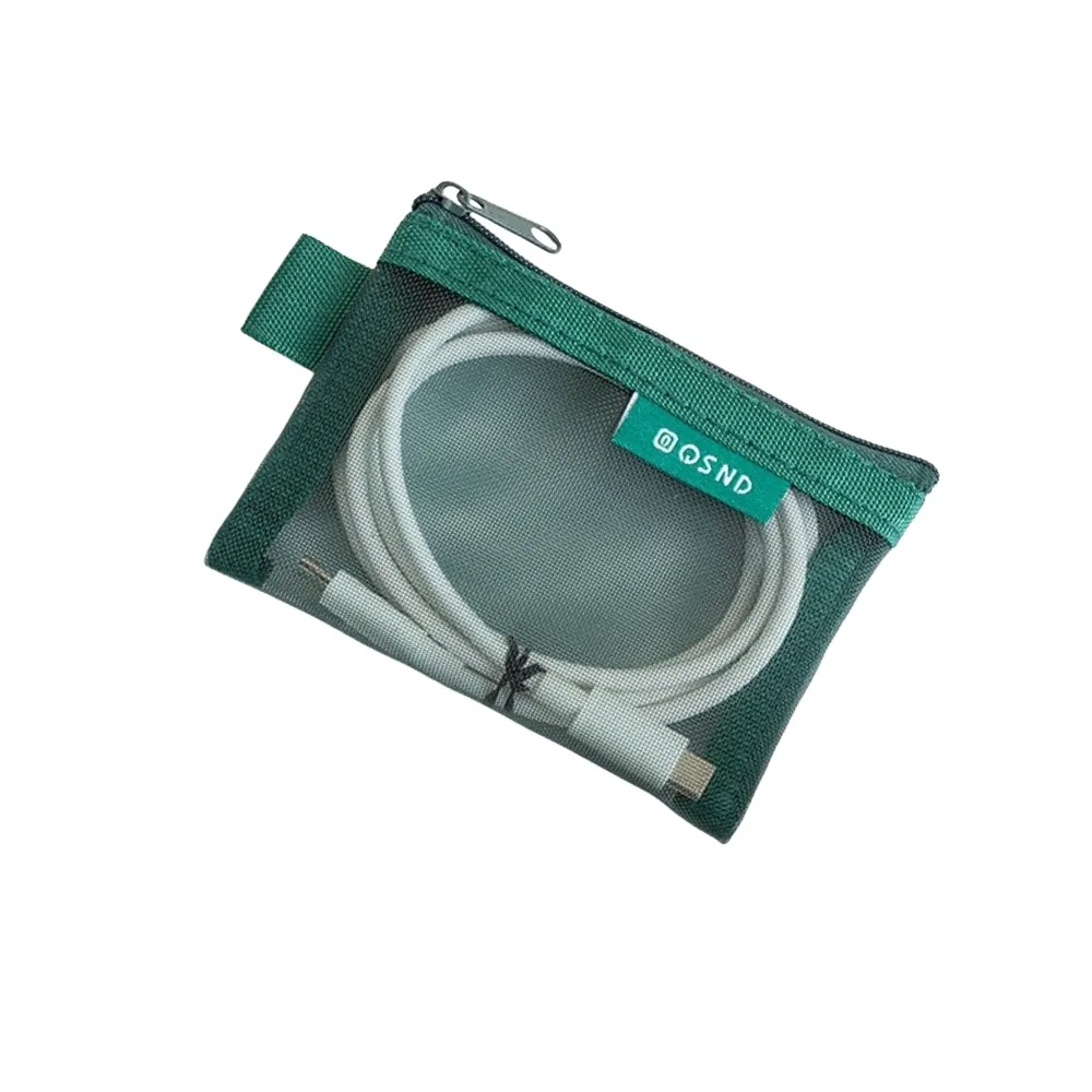Nylon Transparent Storage Bag Square Lightweight Mesh Storage Pouch Breathable Charging Cables Storage Office Organization
