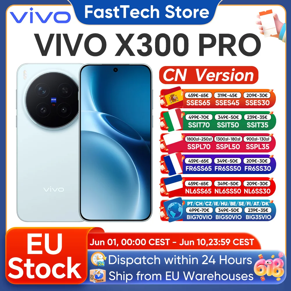 Smartphone VIVO X300 Pro 5G, processeur Dimensity 9500, écran AMOLED de 6,78 pouces, batterie de 6510 mAh, charge rapide 90 W, appareil photo téléobjectif ZEISS APO 200 MP, NFC, OTG