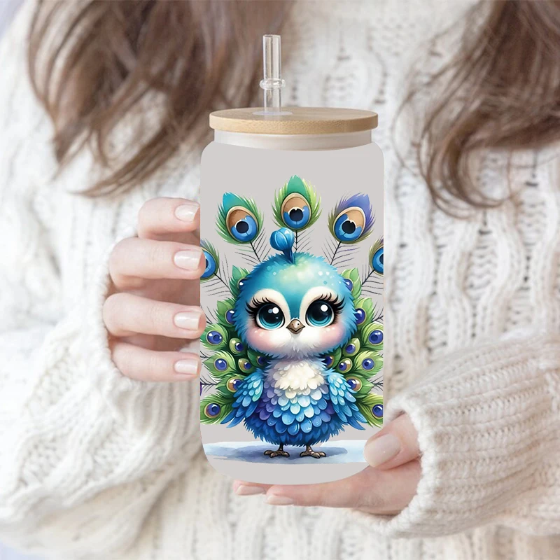3D UV DTF Transfers Stickers 16oz Cup Wraps Cartoon Animal Owl Printed For DIY Glass Ceramic Metal Leather Etc. D17281