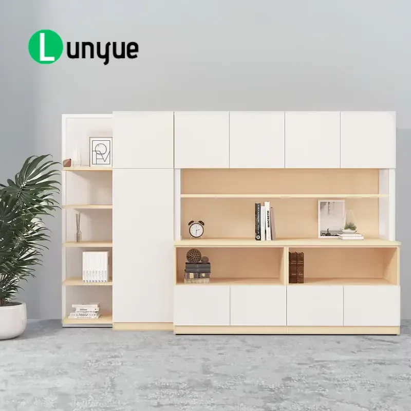 Modern Wooden Executive Office Cabinet Open Shelf Swing Door Eco Friendly Modular Storage for Homeschool Living Room File
