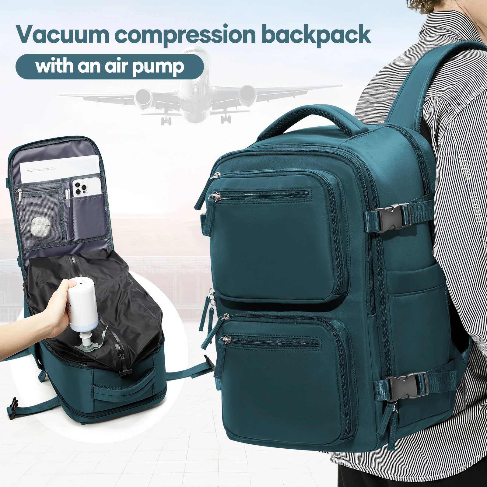 Carry on Luggage Vacuum Travel Backpack for Men Laptop Bag Shoulder Bag Travel Essentials Air Compression Backpack 40x20x25 Bags