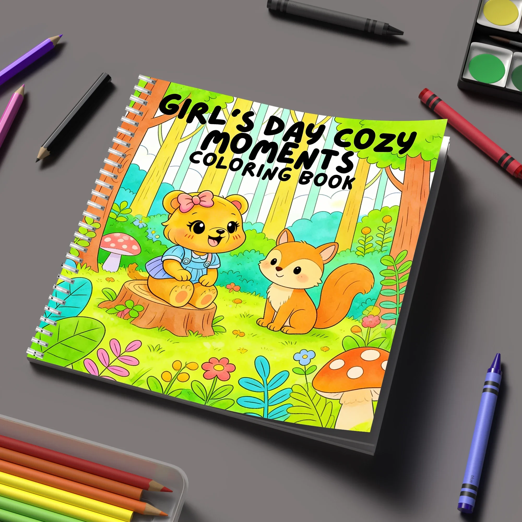 Girl Day Cozy Coloring Book for Adults, Stress Relief Relaxing Colouring Book, Creative Birthday Gift Back to School Art Supplie