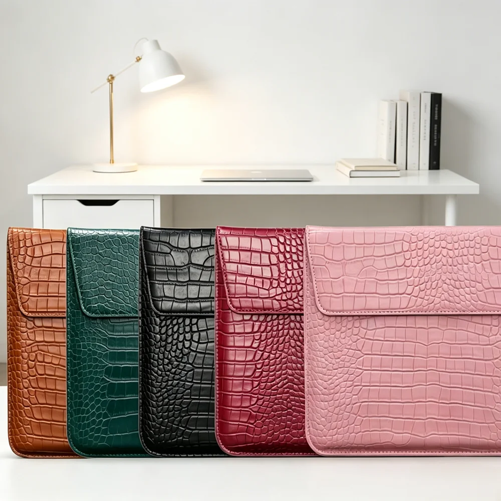 Premium Crocodile Pattern PU Leather Laptop Bag 11