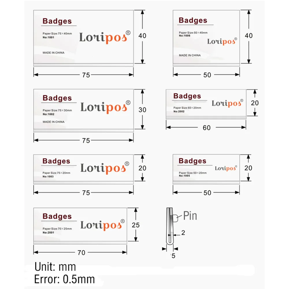 Soporte acrílico Pin-on para tarjeta de identificación, placa de identificación, etiqueta de tarjeta de identificación, pines de seguridad, plástico, insignia de nombre de conferencia