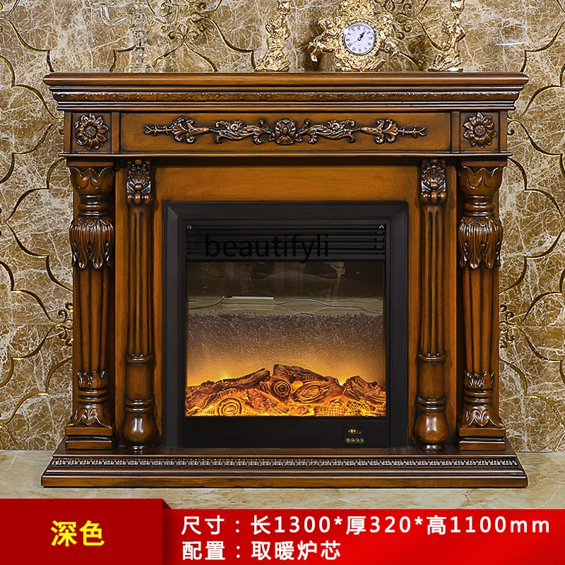 Roman column fireplace European American solid wood mantel fireplace flame decorative cabinet 1.3/1 meters