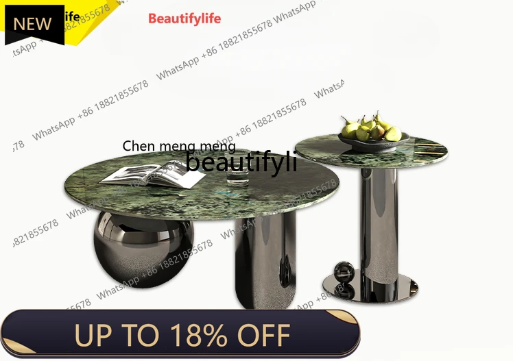 

P178 Marble Coffee Table Living Room Home Light Luxury Modern Minimalist round Italian Minimalist