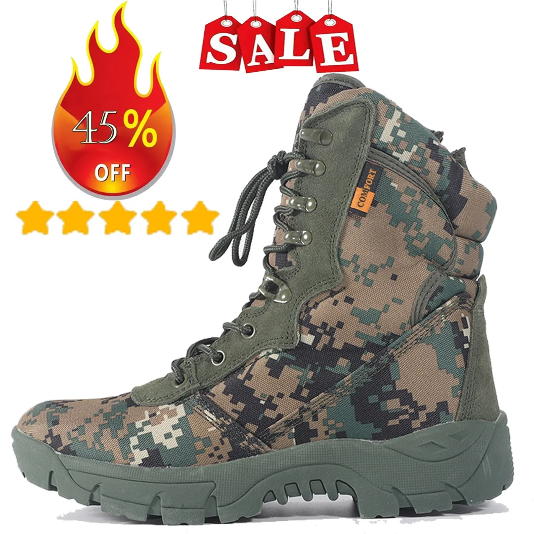 

Outdoor Training Men Tactical Boots High-Top Desert Shoes Camouflage Combat Hunting Climbing Botas Hiking Shoes