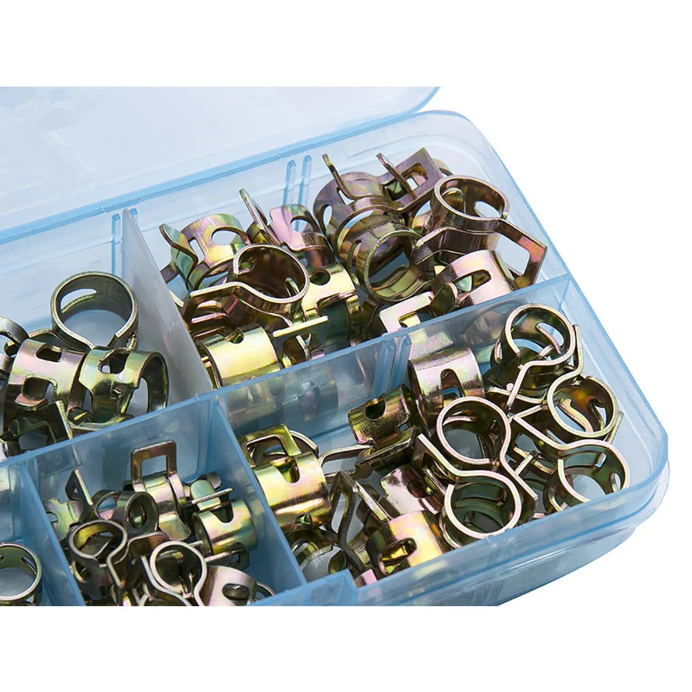 75Pcs/set 6-10mm Q673B Vacuum Spring Fuel Oil Water CPU Hose Clip Pipe Tube for Band Clamp Metal Fastener Assortment Kit