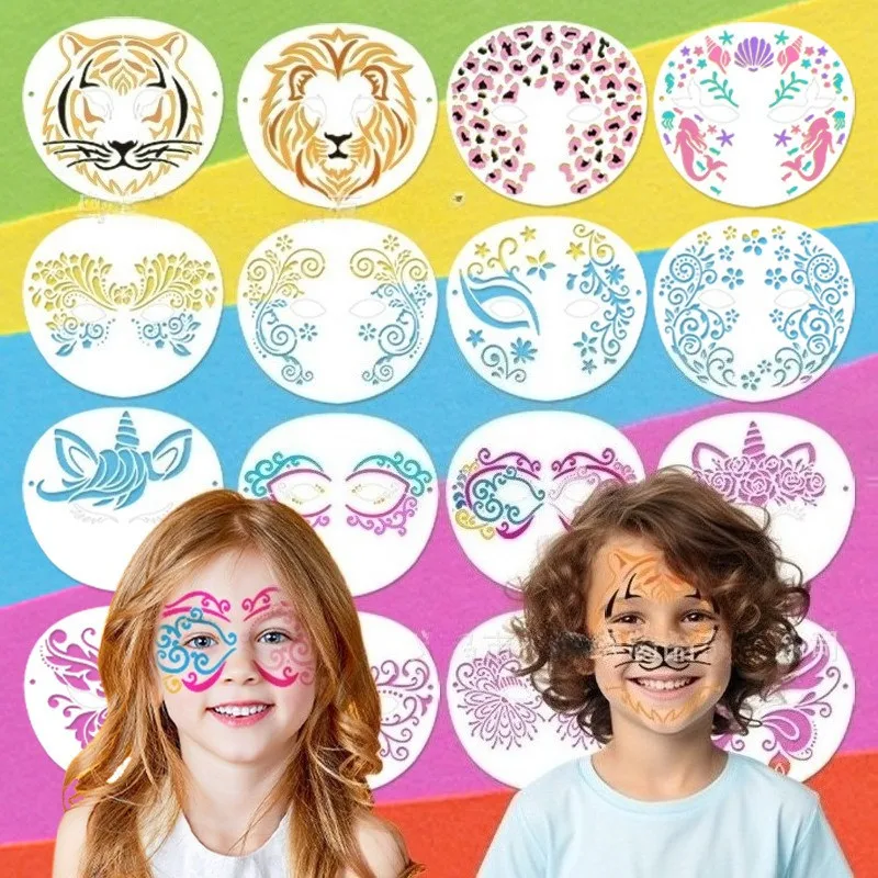 16PCS Face Painting Stencil Templates To Draw Children Stencils for Drawing Template Make-up Stencils for Facial Makeup Tool