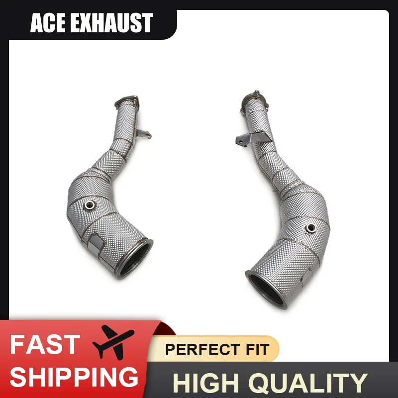 ACE Hochempfehlbares Free-Flow-Downpipe für Audi S6 S7 C8 2.9T Edelstahl-Auspuffrohr mit Katalysator Tuning Auto-Zubehör – Detail 4