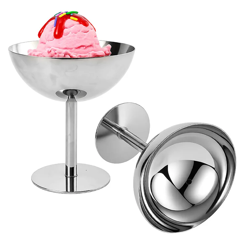 Stainless Steel Ice Cream Cup Bar Cocktail Cold Drink Cup Tall Ice Cream Quilt Dessert Pudding Cake Cup