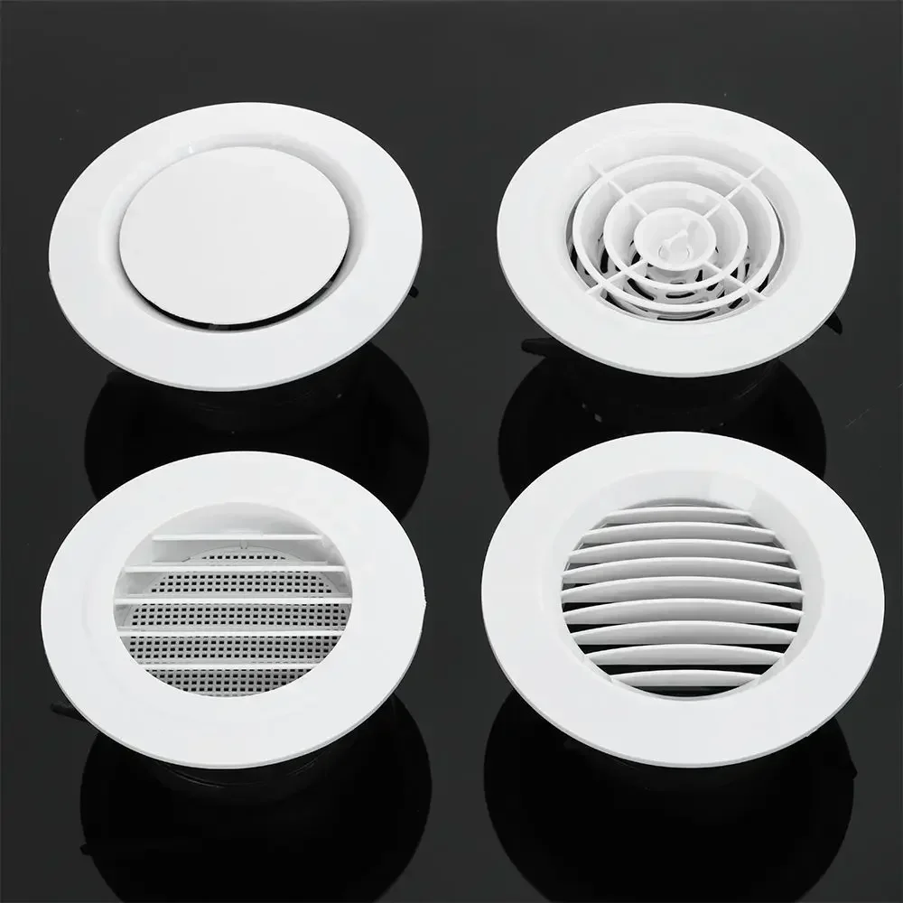 100mm Various Shapes Air Conditioning Vents Cover ABS White Ducting Ventilation Grilles Round Air Circulation Ventilation Cap