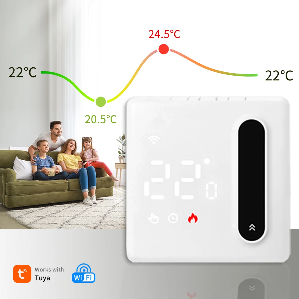 

Термостат Tuya 3A 16A, шумный интеллектуальный контроль, водяной/электрический подогрев пола, газовый котел, мониторинг температуры Alexa Google