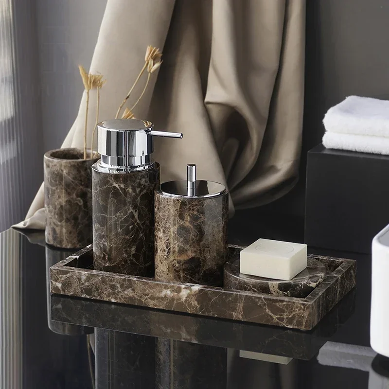 1pc Natural Marble Bathroom Accessories Luxury Soap Dispenser Dish Soap Aromatherapy Diffuser Tissue Storage Box Toilet Brush