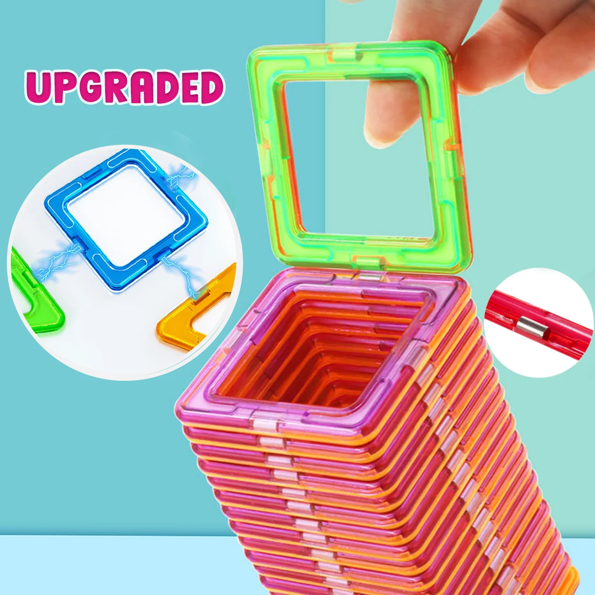 مكعبات بناء مغناطيسية للأطفال، ألعاب تركيب، قوالب مغناطيسية، هدايا أعياد ميلاد وعطلات للأطفال