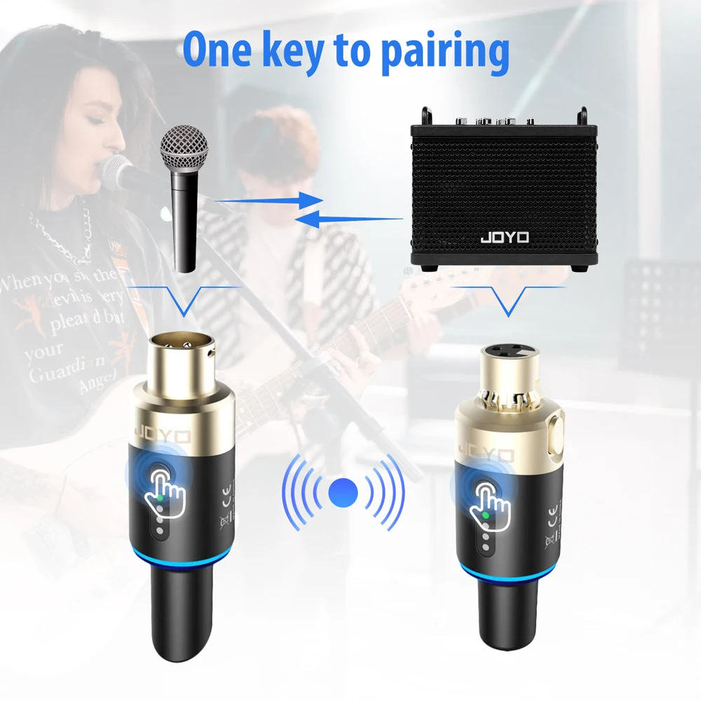 JOYO MW-1 5,8 ГГц Беспроводная система микроконвертера XLR-передатчик-приемник Диапазон 100 футов 5 мс с задержкой 4-канальный для микрофонов/микксеров/DSLR