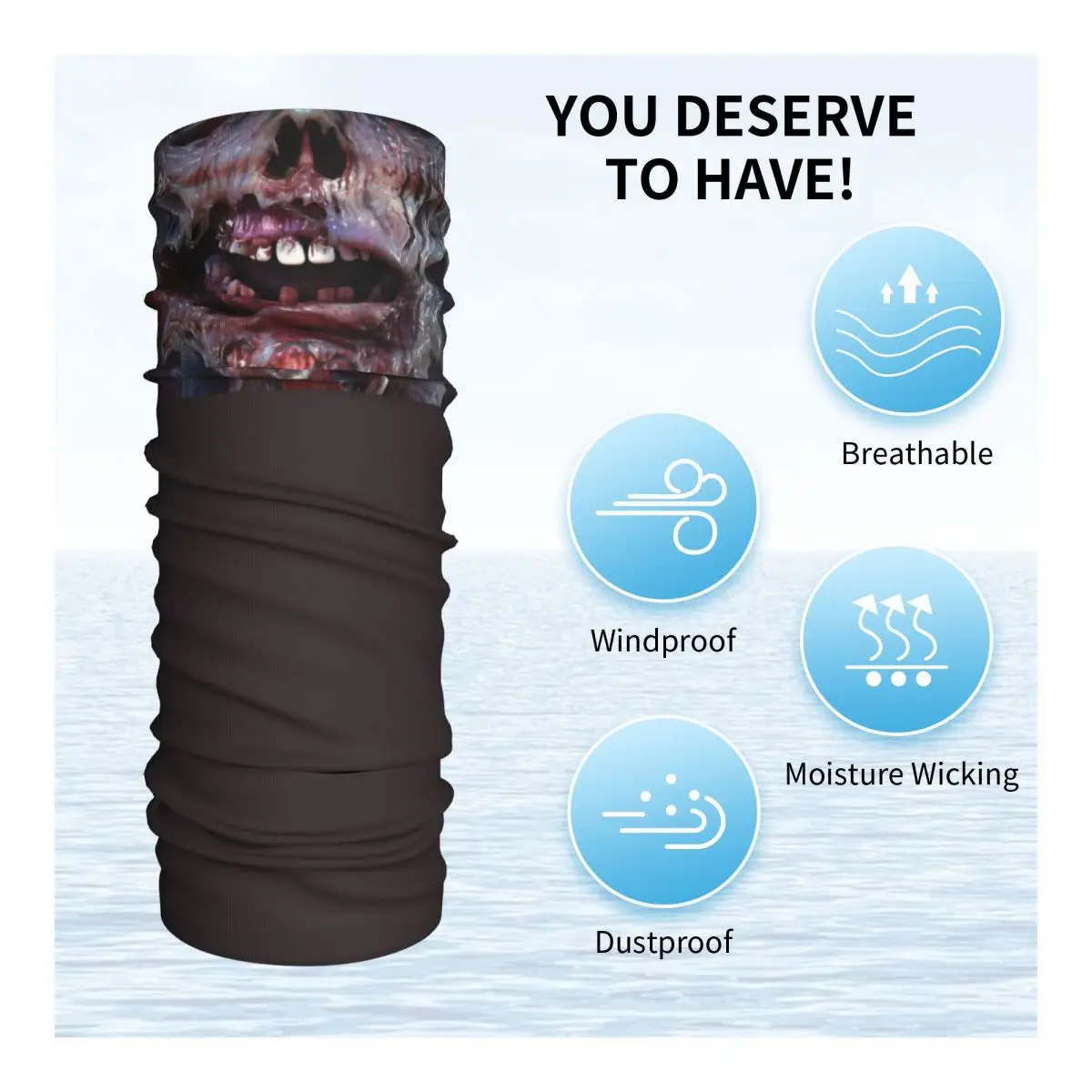 Scary Zombie Bandana Neck Gaiter for Ski Camping Women Men Wrap Scarf Alien Xenomorph Monster Balaclava Warmer image 3