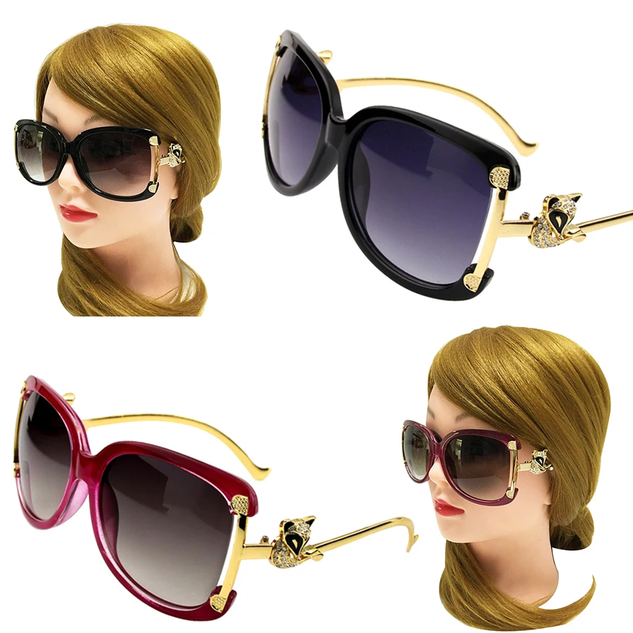 Gafas de sol ovaladas de estilo Retro para mujer, anteojos de sol femeninos con marco de aleación, diseño de zorro dorado, de marca de lujo, de