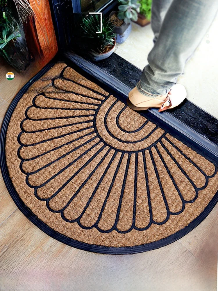 

l Coir Woven Door Mat Ultra Thin Non-Slip Indoor Home Entrance Mat Southeast Asian Sle Floral Pattern hine Knitted