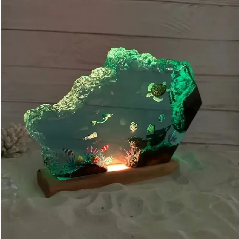 Underwater world Ocean Whale Shark Diver Mermaid Sea Turtle LED Night Light Lamp Collection Home Decor Ornament Birthday Gift
