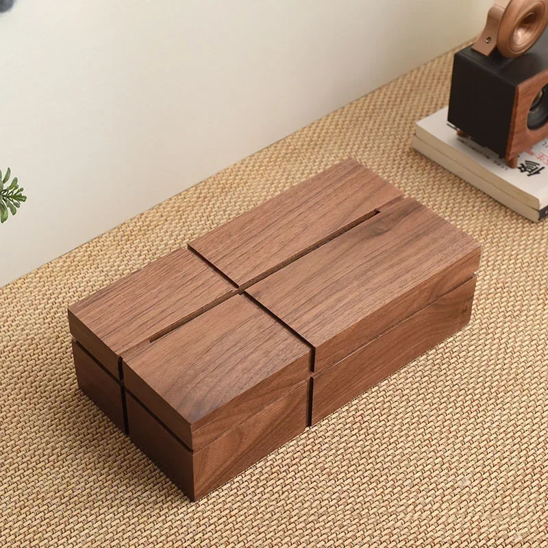 

Black Walnut Wood Tissue Boxes Household Paper Towel Case Living Room Coffee Table Desktop Tissue Box Holder Home Decoration