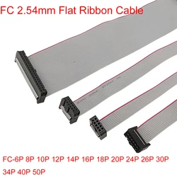 1Pcs 2.54mm FC 6/8/10/12/14/16/18/20/24/26/30/34/40/44/50 Pin Gray Flat Ribbon Cable Connector 10-100cm For DC3 IDC Box Headers