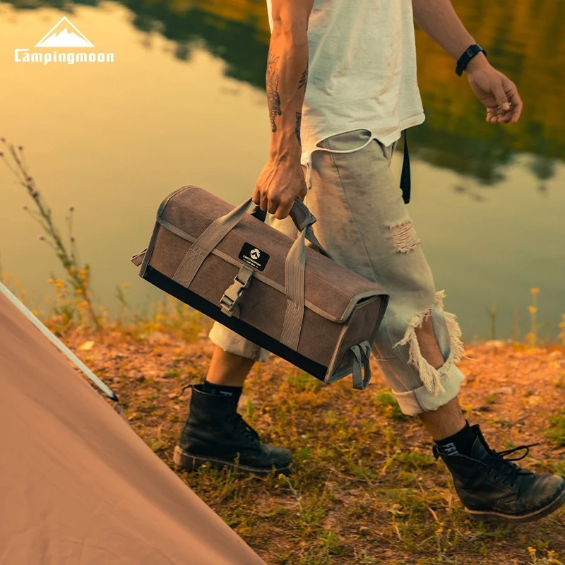 

CAMPINGMOON B-150C Outdoor Camping Portable Tool Kit Miscellaneous Storage Camping Bag, Canvas Multifunctional Handmade Tote Bag