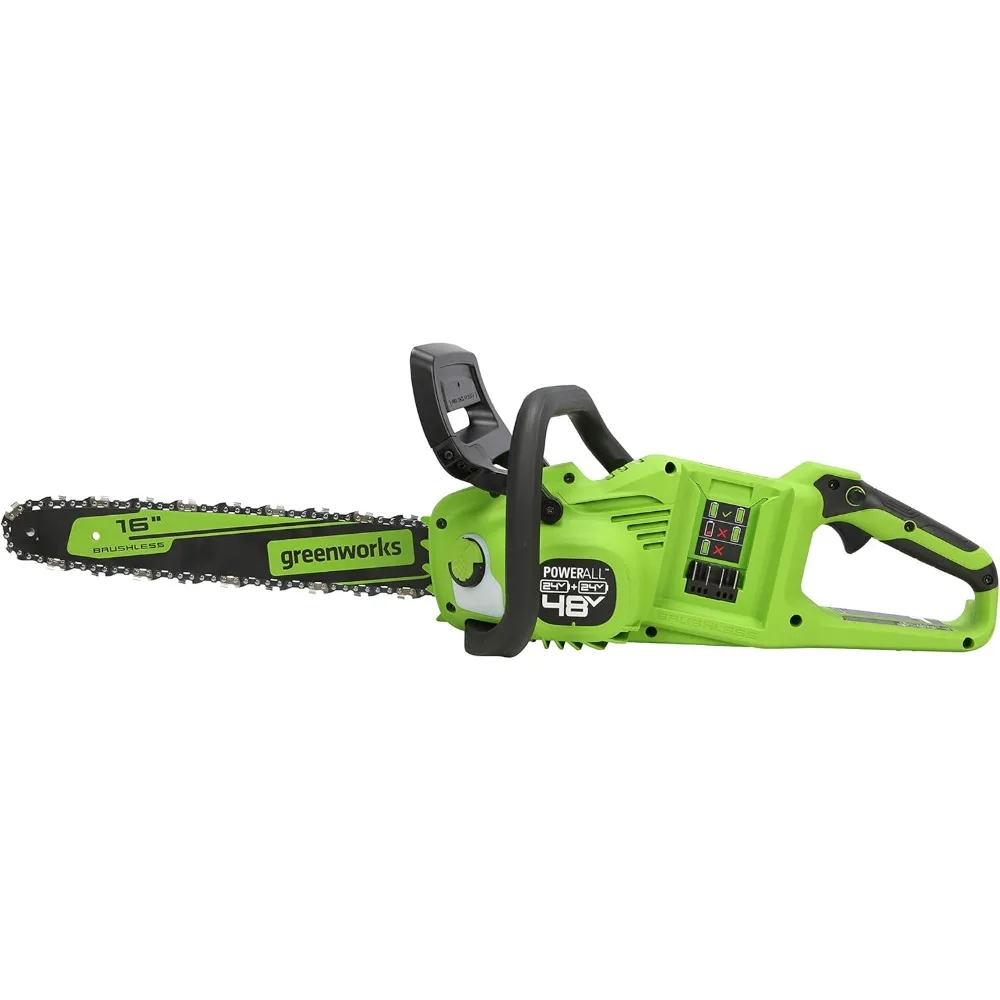 Бесщеточная аккумуляторная бензопила Greenworks, 48 В, двойная, 24 В — идеально подходит для резки деревьев, обрезки ветвей, обрезки и предварительной обработки дров