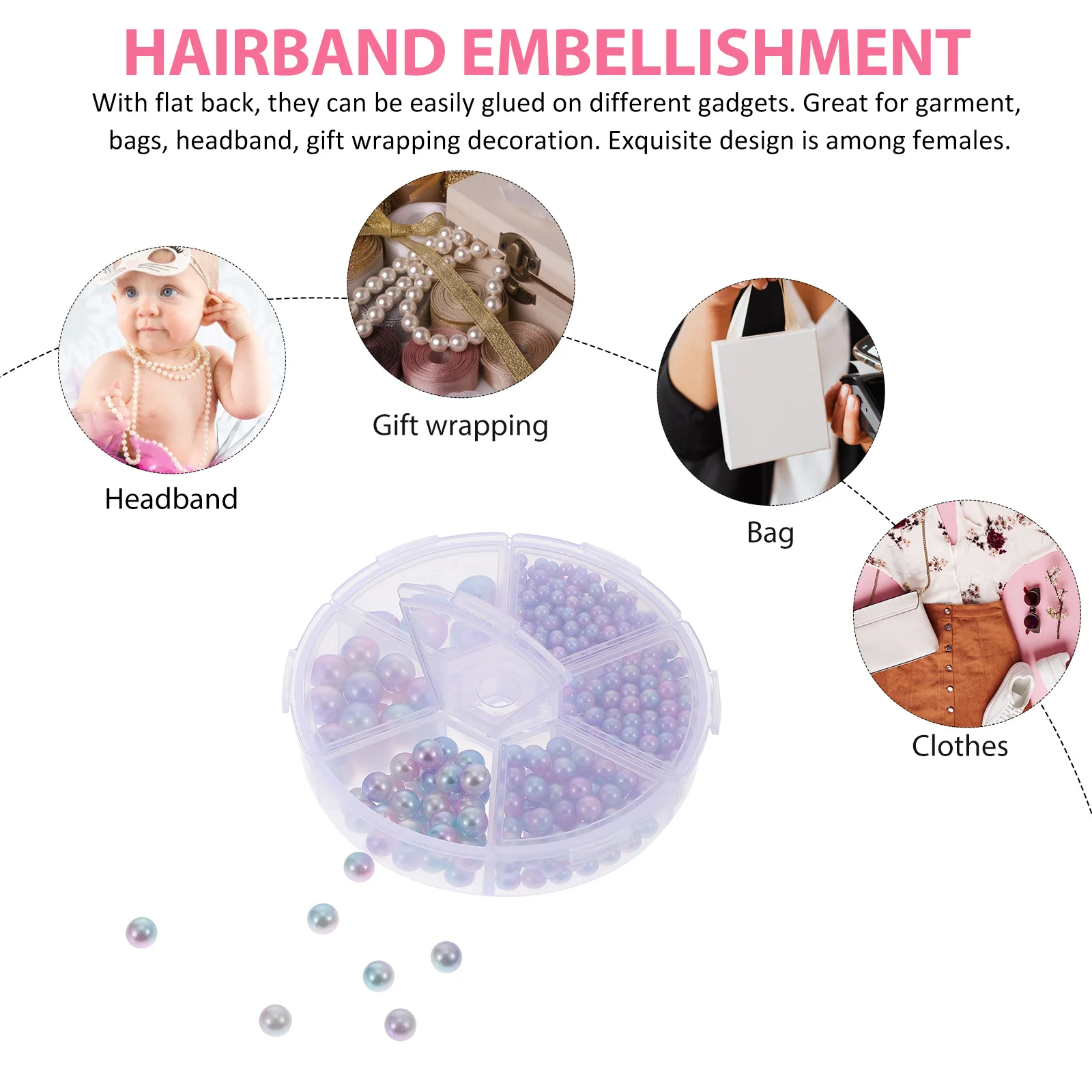 

1 Pack Pearl Fashion Embellishment Resin Flat Back DIY Accessories for Garment Hairband Bags Gift Decoration Hairband Decoration