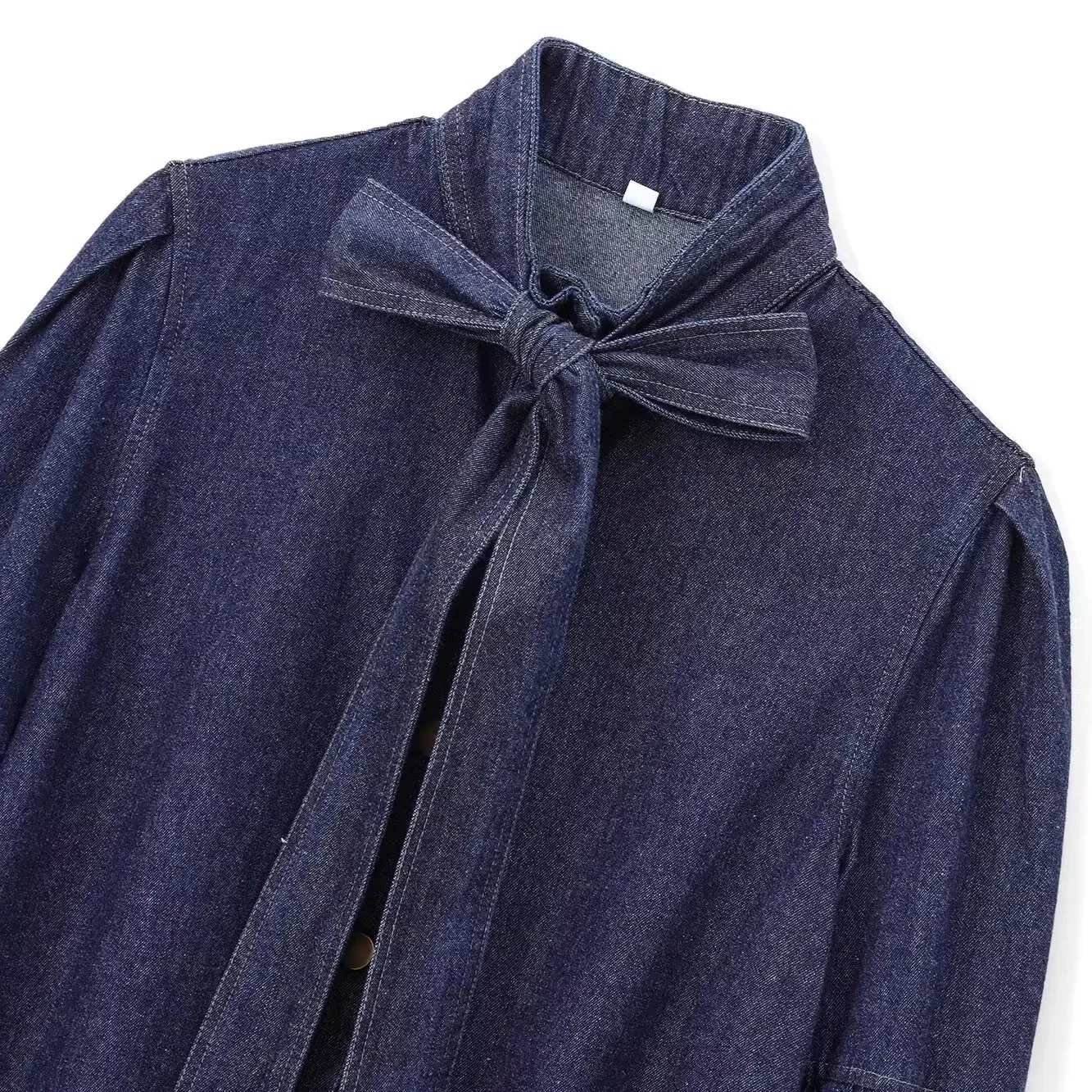 

JNLEAOG Faionable Knot Tie-Dye Denim irt Women's Autumn New Sle Street Sle Polyester Long Sve irt