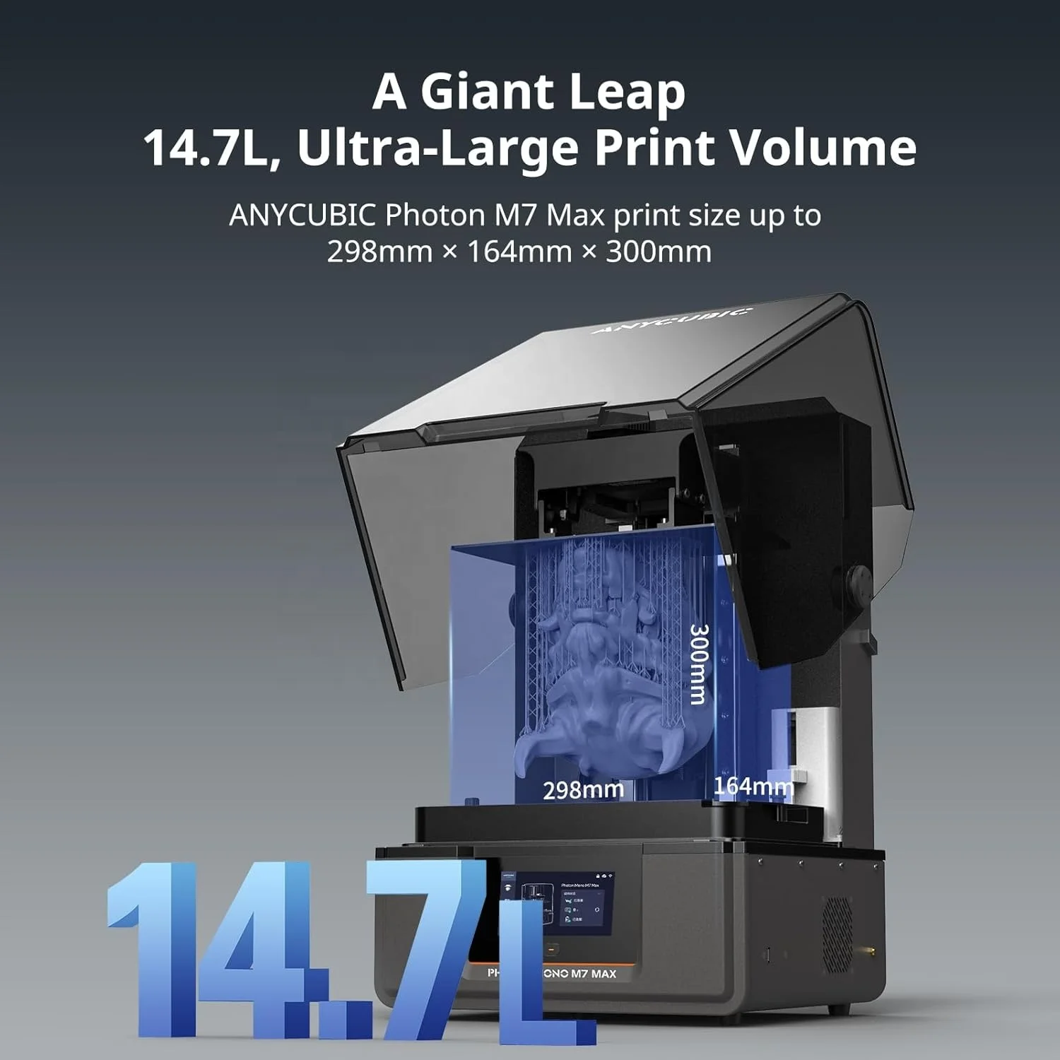 Photon Mono M7 MAX Ready To Ship High Speed Large Size 298mm*164mm*300mm Intelligent-Assist Print Resin LCD 3D Printer