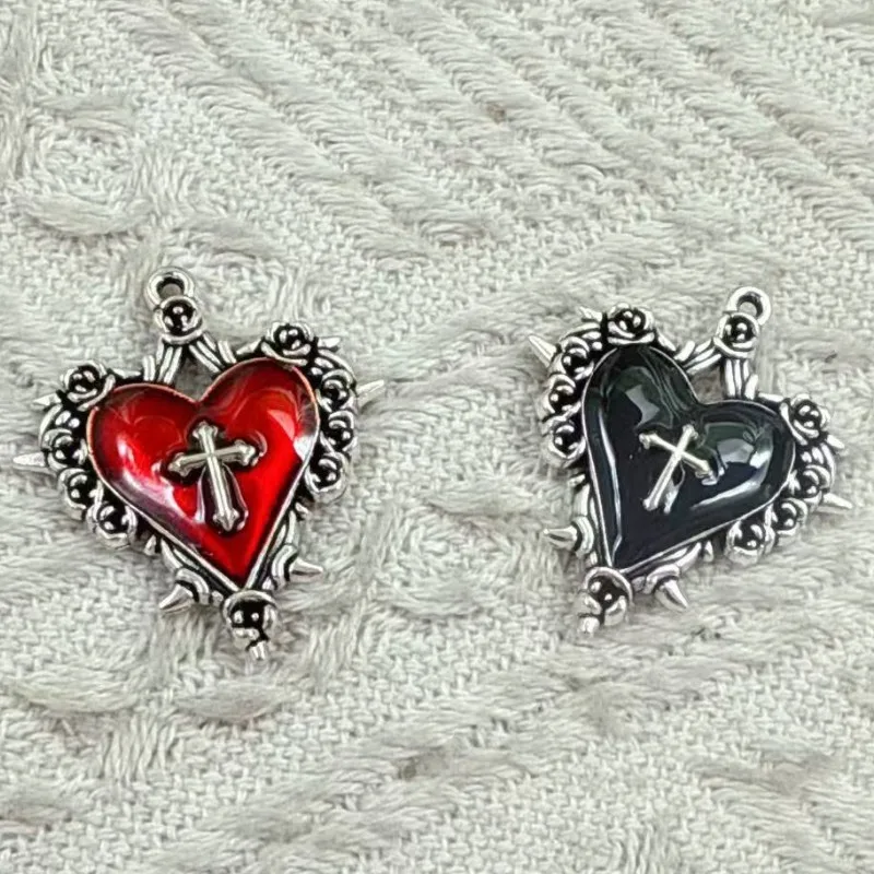 10pcs Steampunk Sacred Heart Charms Cross Flame Corazon Catholic Pendants For Diy Necklace Earring Jewelry Making Accessories