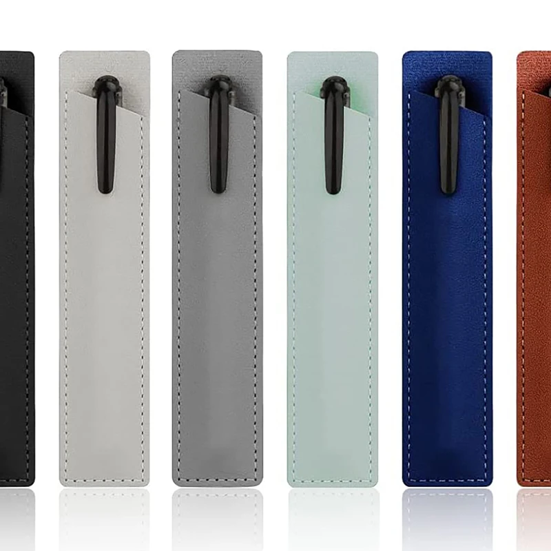 Portable Solid Color PU Leather Pen Sleeve Student Pen Pouch Fountain Pen Ballpoint Pen Scratch Resistant Pen Sleeve