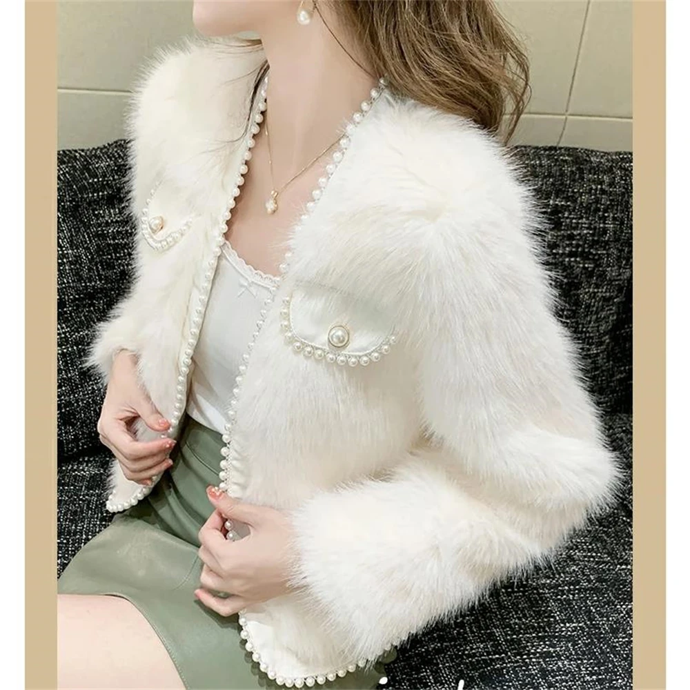 Winter Short Faux Fur Grass Jacket Coat Female Women's Fur Coat Cotday Faux Plush Thick Warm Streetwear Fur Jacket 2024