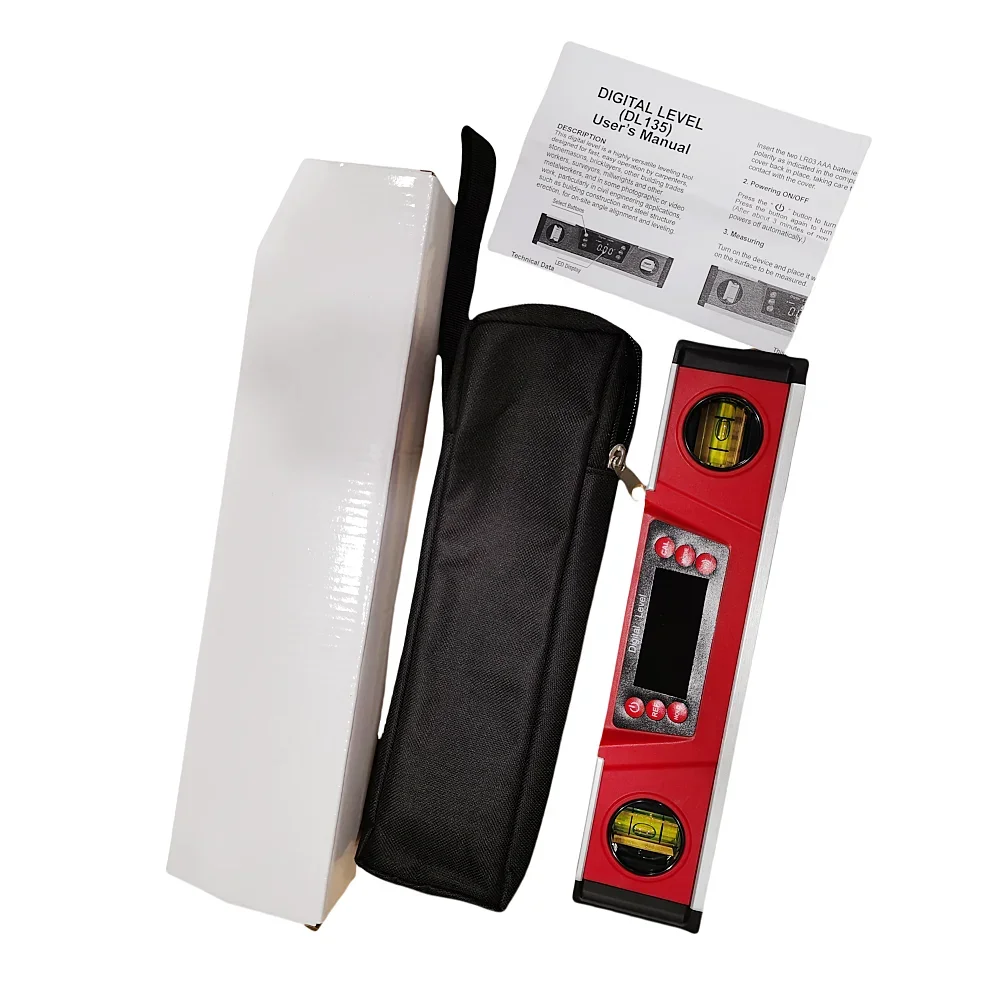 Dl135 Aluminium Digital Level Lineal 10 Zoll (254mm) Multifunktions-LCD-Hintergrund beleuchtung Winkel lineal 0-360 ° Magnet neigung Incolino meter