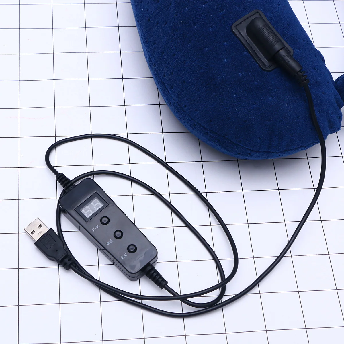 

USB Memory Foam U-Shaped Heatable Neck Support Pillow Navy Travel Cushion for Office Home Car Cervical Fatigue Relief