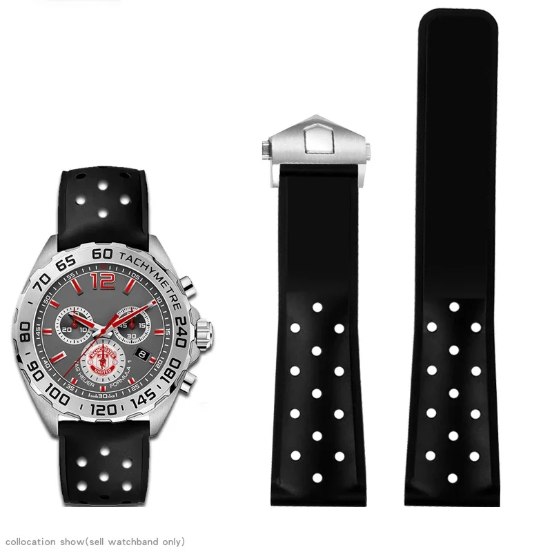 Breathable silicone strap 22mm For TAG Heuer FORMULA 1 racing Carrera Race MONACO rubber watchband 22mm Men\'s Watch accessories