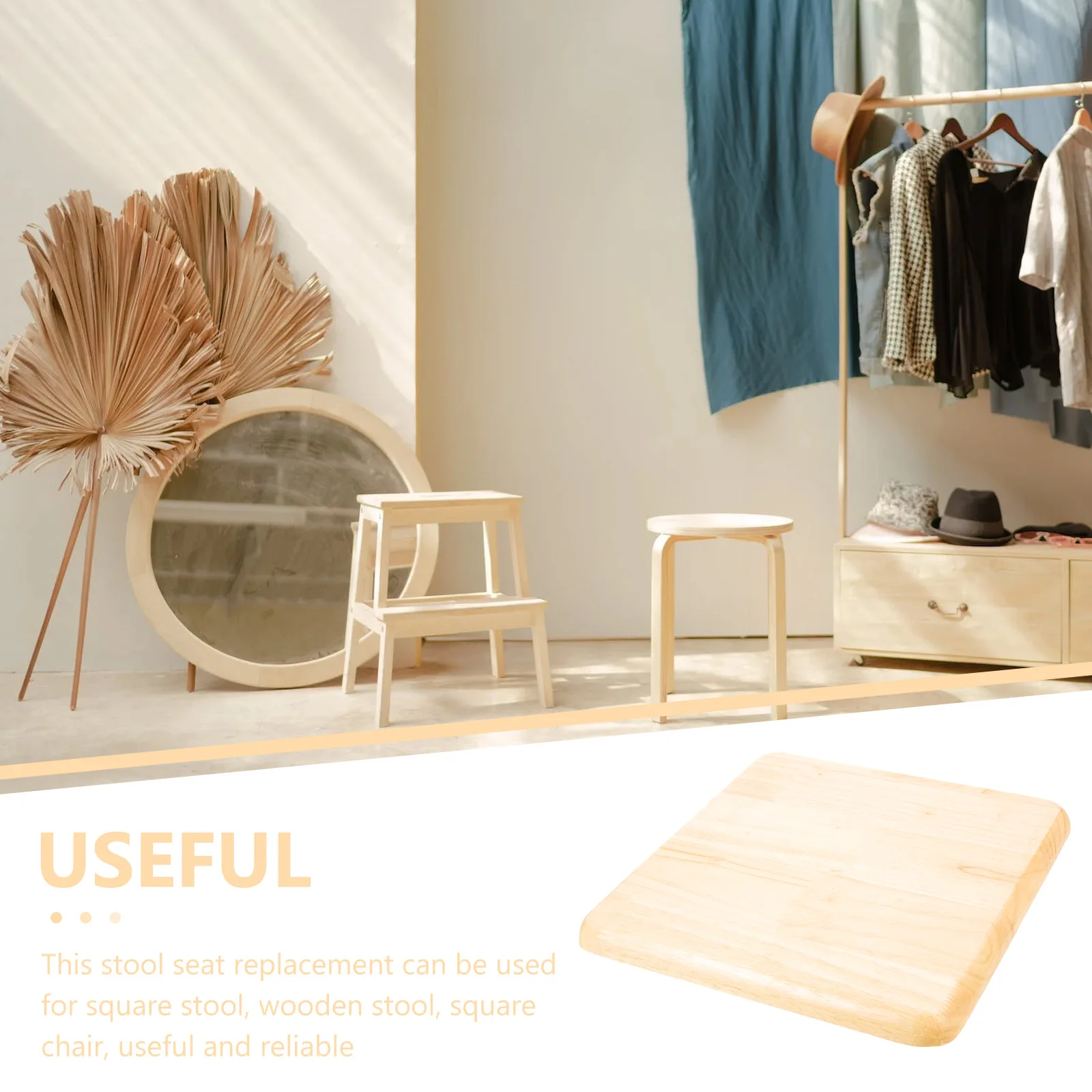 

Solid Wood Square Stool Accessories Chair Seat Replacement Dining Table Household Wooden Stool Seat For Home Restaurant