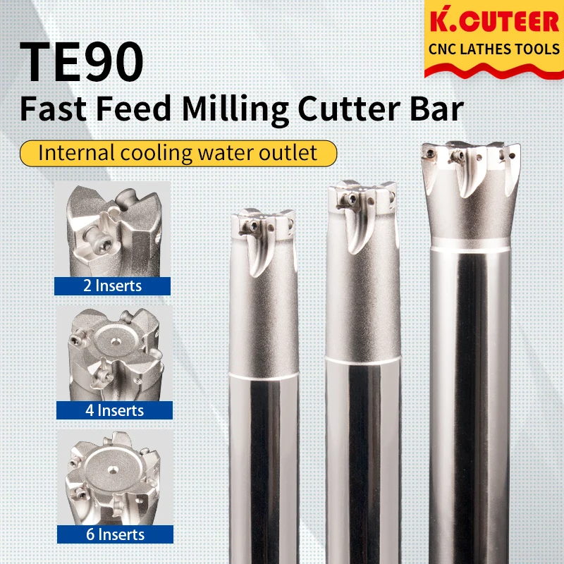 Barra de Fresa de Alimentação Rápida 4nte90 120 Mm200 mm 4nkt060308 Kt930s Kt1505 H01 Inserção de Fresa de Ângulo Reto Dupla Face