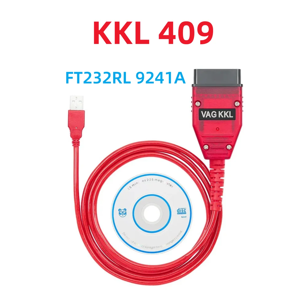 VAG 409.1 KKL 409 Red PCB Board FTDI FT232RL Real 9241A K line OBD2 Car Diagnostic Tools Interface Cable For VW/Au-di/Skoda/Seat