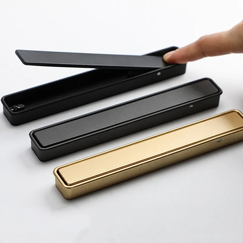 Black Invisible Embedded Furniture Handle Nordic Simple Wardrobe Shoe Cabinet Grooving Concealed Handle Sliding Door Gold Handle